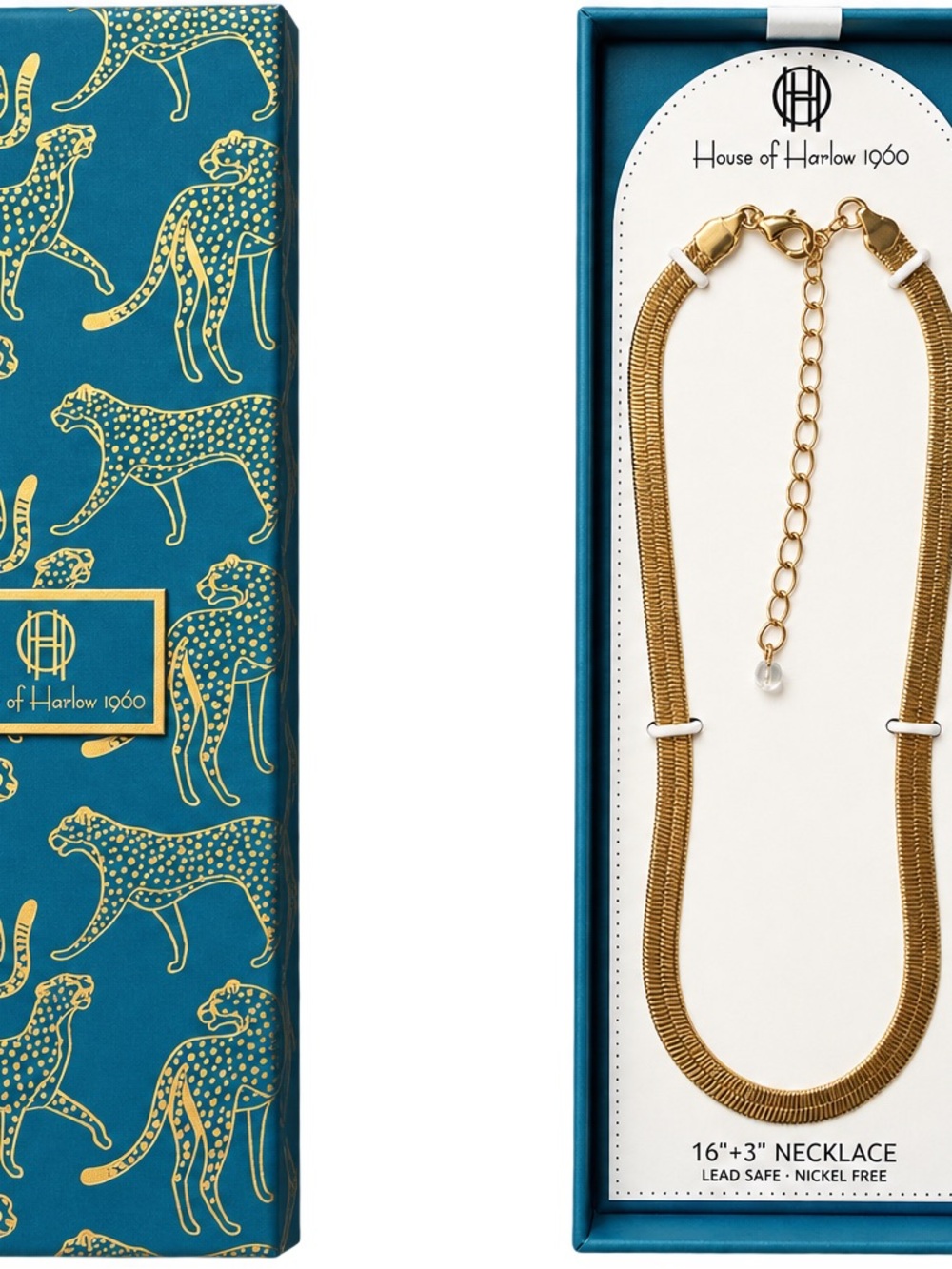House of Harlow 1960 Gold Flat Herringbone Necklace